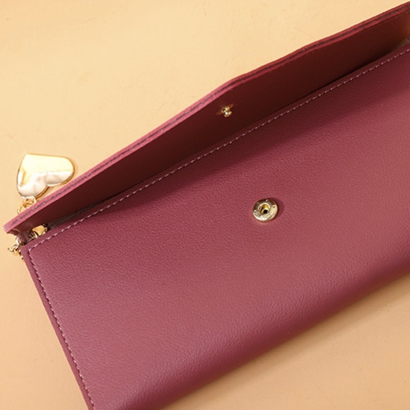 $10 ADD ON ITEM- Pink Clutch Wallet Leather Purse Tassel Charm Card Slot - Picture 5 of 10